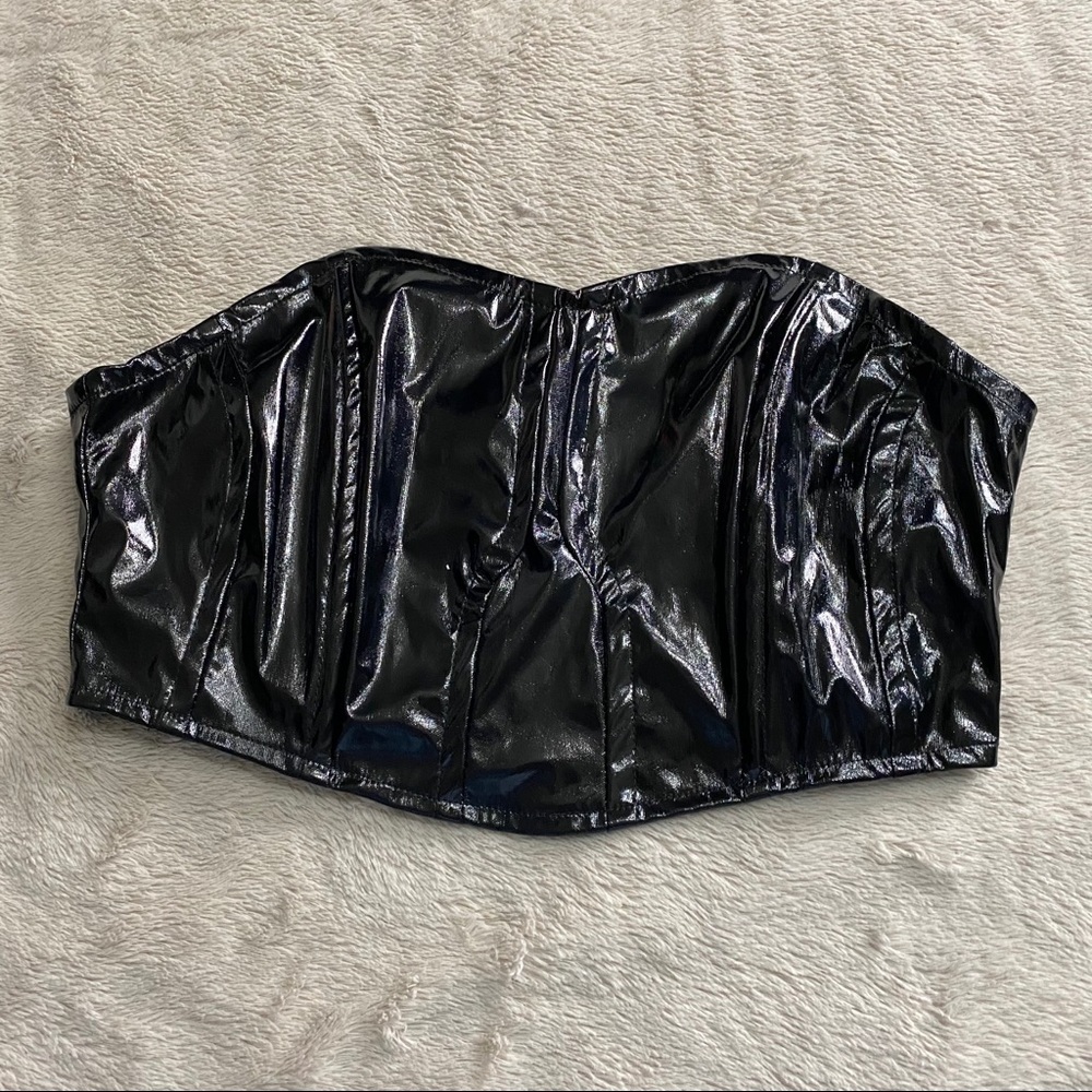 Vinyl strapless crop top